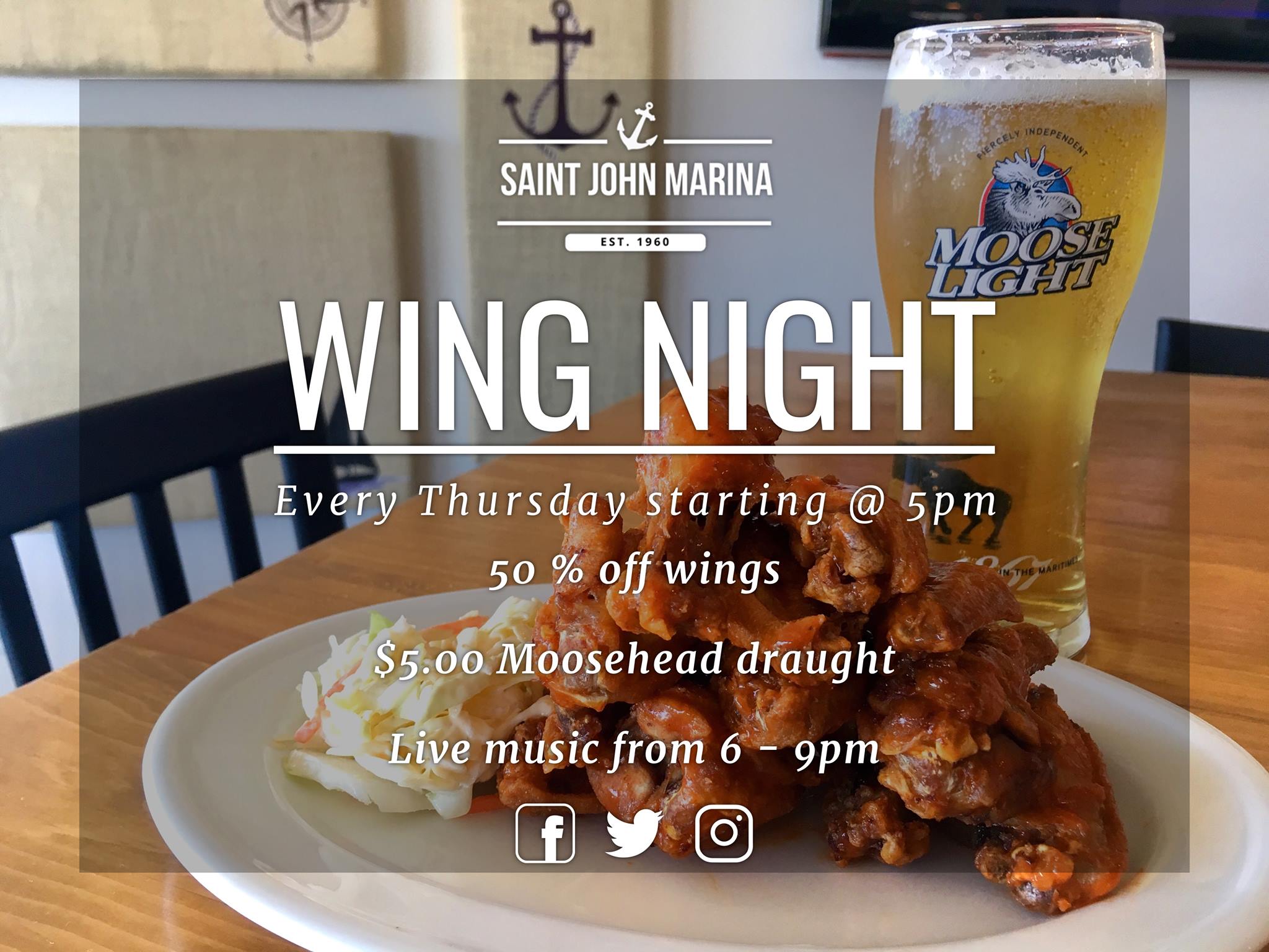 WING NIGHT, THURSDAY - Saint John Marina